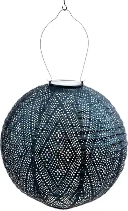 Intratuin Lumiz solar lampion Ikat petrol D 30 H 29 cm aanbieding