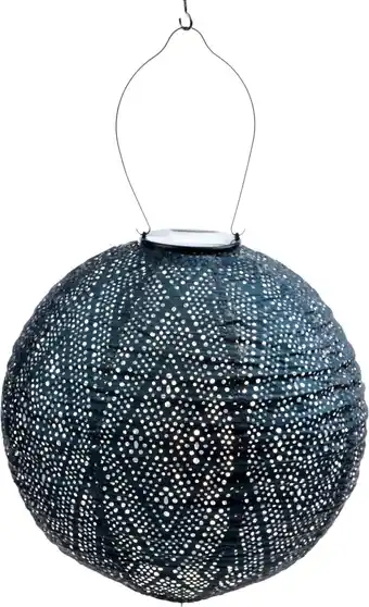 Intratuin Lumiz solar lampion Ikat petrol D 30 H 29 cm aanbieding