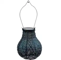 Intratuin Lumiz solar lampion Ikat petrol D 16 H 20 cm aanbieding