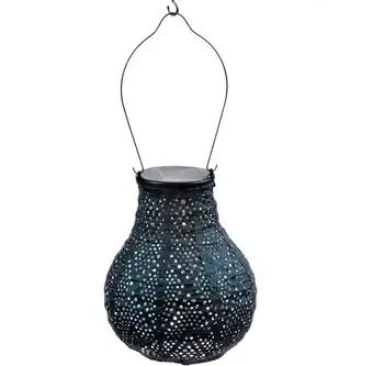 Intratuin Lumiz solar lampion Ikat petrol D 16 H 20 cm aanbieding