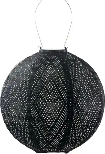 Intratuin Lumiz solar lampion Ikat zwart D 30 H 30 cm aanbieding