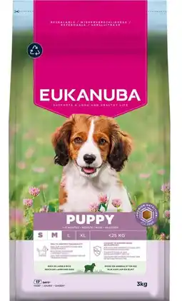 Welkoop Eukanuba Puppy Small/Medium - Hondenvoer - Lam - 3kg aanbieding