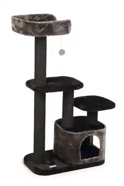Welkoop Beeztees Poronti - Krabmeubel - Pluche - Zwart Grijs - 60x40x115 cm aanbieding