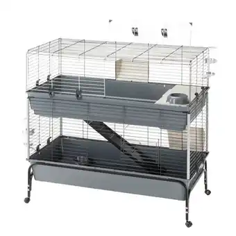 Welkoop Ferplast Rabbit 120 Dubbel - Konijnenkooi - 118x58x117 cm - Grijs - 18,9kg aanbieding