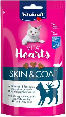 Welkoop Vitakraft Vita Hearts Huid&Vacht - Kattensnack - Zalm - 40gram aanbieding