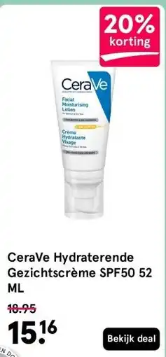 Etos CeraVe Hydraterende Gezichtscrème SPF50 52 ML aanbieding