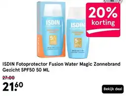 Etos ISDIN Fotoprotector Fusion Water Magic Zonnebrand Gezicht SPF50 50 ML aanbieding