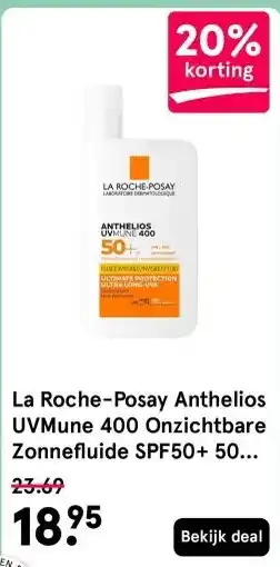 Etos La Roche-Posay Anthelios UVMune 400 Onzichtbare Zonnefluide SPF50+ 50 ML aanbieding