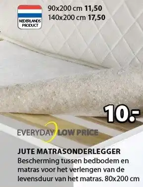 Jysk Jute matrasonderlegger aanbieding