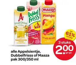 Spar alle Appelsientje, Dubbelfrisss of Maaza aanbieding
