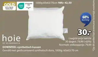 Jysk Downfeel synthetisch kussen aanbieding