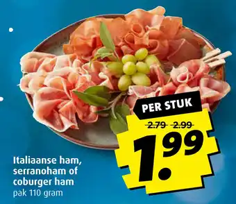 Boni Italiaanse ham, serranoham of coburger ham per stuk aanbieding