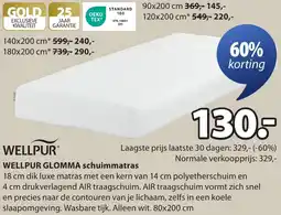 Jysk Wellpur glomma schuimmatras aanbieding