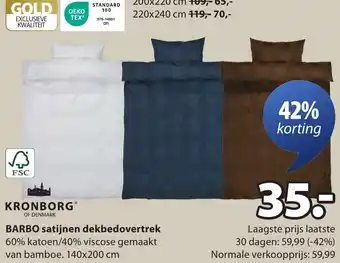 Jysk Barbo satijnen dekbedovertrek aanbieding