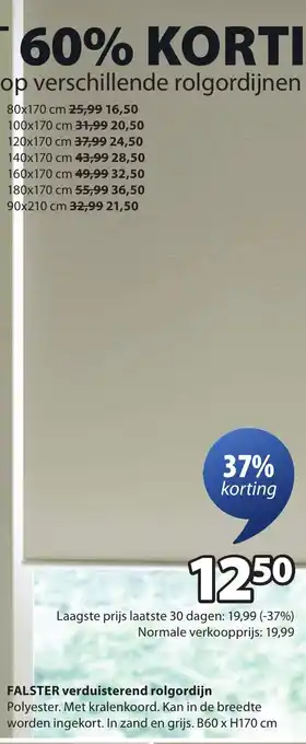 Jysk Falster verduisterend rolgordijn aanbieding