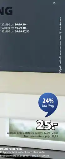 Jysk Helin rolgordijn aanbieding