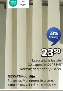 Jysk Nesvatn gordijn aanbieding
