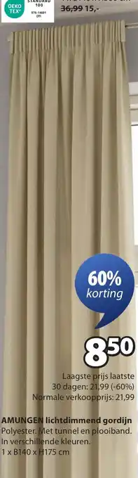 Jysk Amungen lichtdimmend gordijn aanbieding