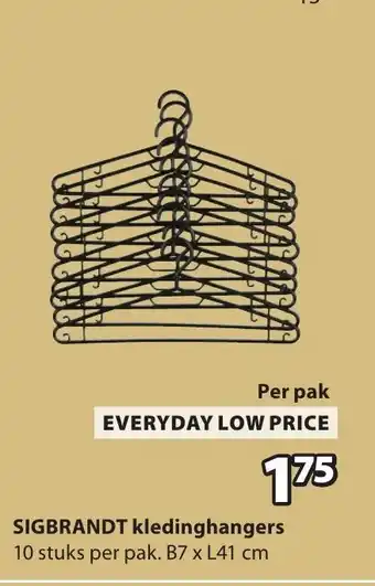 Jysk Sigbrandt kledinghangers aanbieding