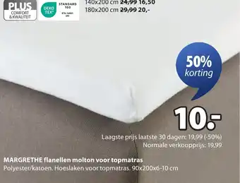 Jysk Margrethe flanellen molton voor topmatras aanbieding