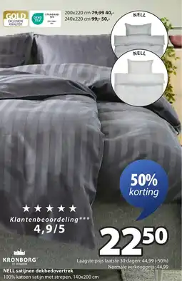 Jysk NELL satijnen dekbedovertrek aanbieding