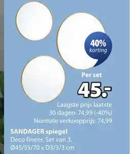 Jysk Sandager spiegel aanbieding