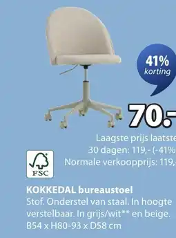 Jysk Kokkedal bureaustoel aanbieding