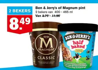 Hoogvliet Ben & jerry's of magnum pint 465ml aanbieding