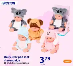 Action Dolly Star pop met dierenpakje aanbieding
