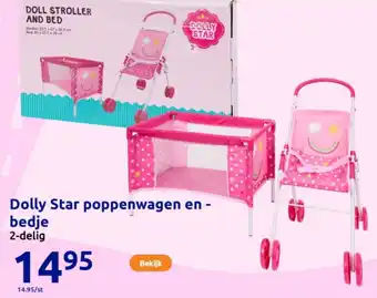 Action Dolly Star poppenwagen en bedje aanbieding