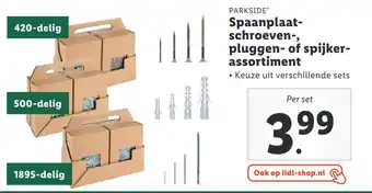 Lidl Parkside Spaanplaat- schroeven-, pluggen- of spijker- assortiment aanbieding