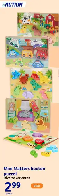 Action Mini Matters houten puzzel aanbieding