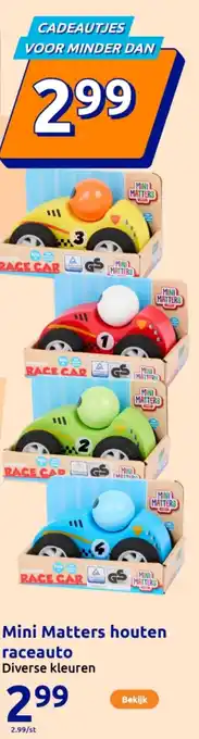 Action Mini Matters houten raceauto aanbieding