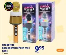 Action Draadloze karaokemicrofoon met licht aanbieding