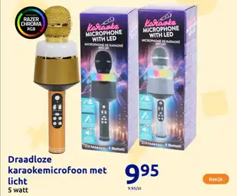 Action Draadloze karaokemicrofoon met licht aanbieding