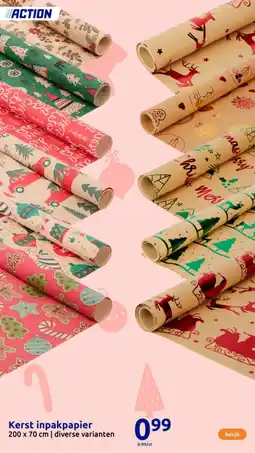 Action Kerst inpakpapier aanbieding