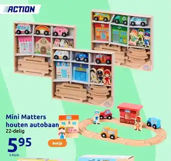Action Mini Matters houten autobaan aanbieding