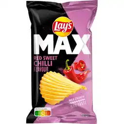 Jumbo Lay's Max Ribbel Chips Red Sweet Chilli 185 gr aanbieding