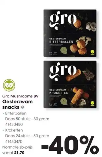 HANOS Gro Mushrooms BV Oesterzwam snacks aanbieding