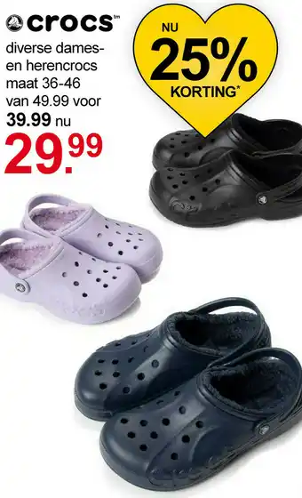 Scapino Crocs Dames- en herencrocs 36-46 aanbieding