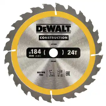 Coolblue DeWalt Zaagblad voor Hout 184x16x1,8mm 24T aanbieding