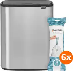 Coolblue Brabantia Bo Touch Bin 2 x 30 Liter Rvs Fingerprint Proof + Vuilniszakken (120 stuks) aanbieding
