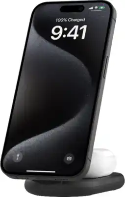 Coolblue Belkin Boost Charge MagSafe en Qi2 2-in-1 Draadloze Oplader 15W met Standaard Zwart aanbieding