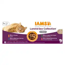 Zooplus IAMS Delights Senior Land & Sea Collection in Saus Kattenvoer - Mixpaket 2 (48 x 85 g, 4 Soorten) aanbieding