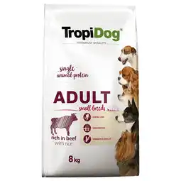 Zooplus 2x 8kg Tropidog Premium Adult Small Rund & Rijst hondenvoer droog aanbieding