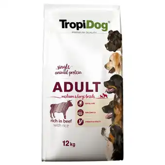 Zooplus 12kg Tropidog Premium Adult Medium & Large Rund & Rijst hondenvoer droog aanbieding