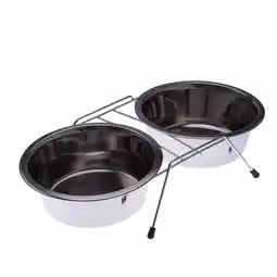 Zooplus 2 x 350 ml, Ø 13 cm - Dubbel RVS Voerbak met Standaard aanbieding