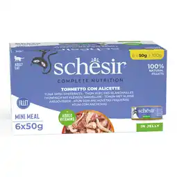 Zooplus 6x50g Tonijn met witte vis Schesir Complete voeding in gelei natvoer voor katten aanbieding