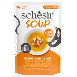 Zooplus 12x40g tonijn, wortels en pompoen Schesir kattensoep natvoer voor katten aanbieding