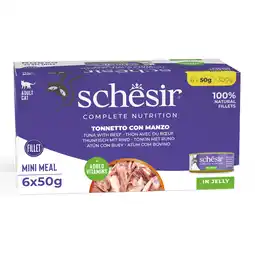 Zooplus 6x50g Tonijn met rundvleesSchesir Complete Voeding filet in gelei natvoer voor katten aanbieding